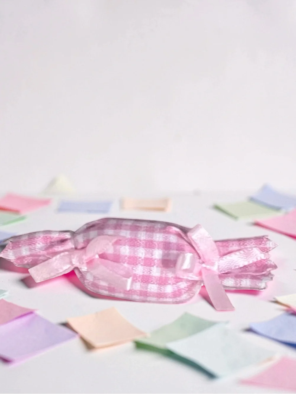 Handmade Pastel Gingham Candy Hair Clip Set – 4 Piece Collection